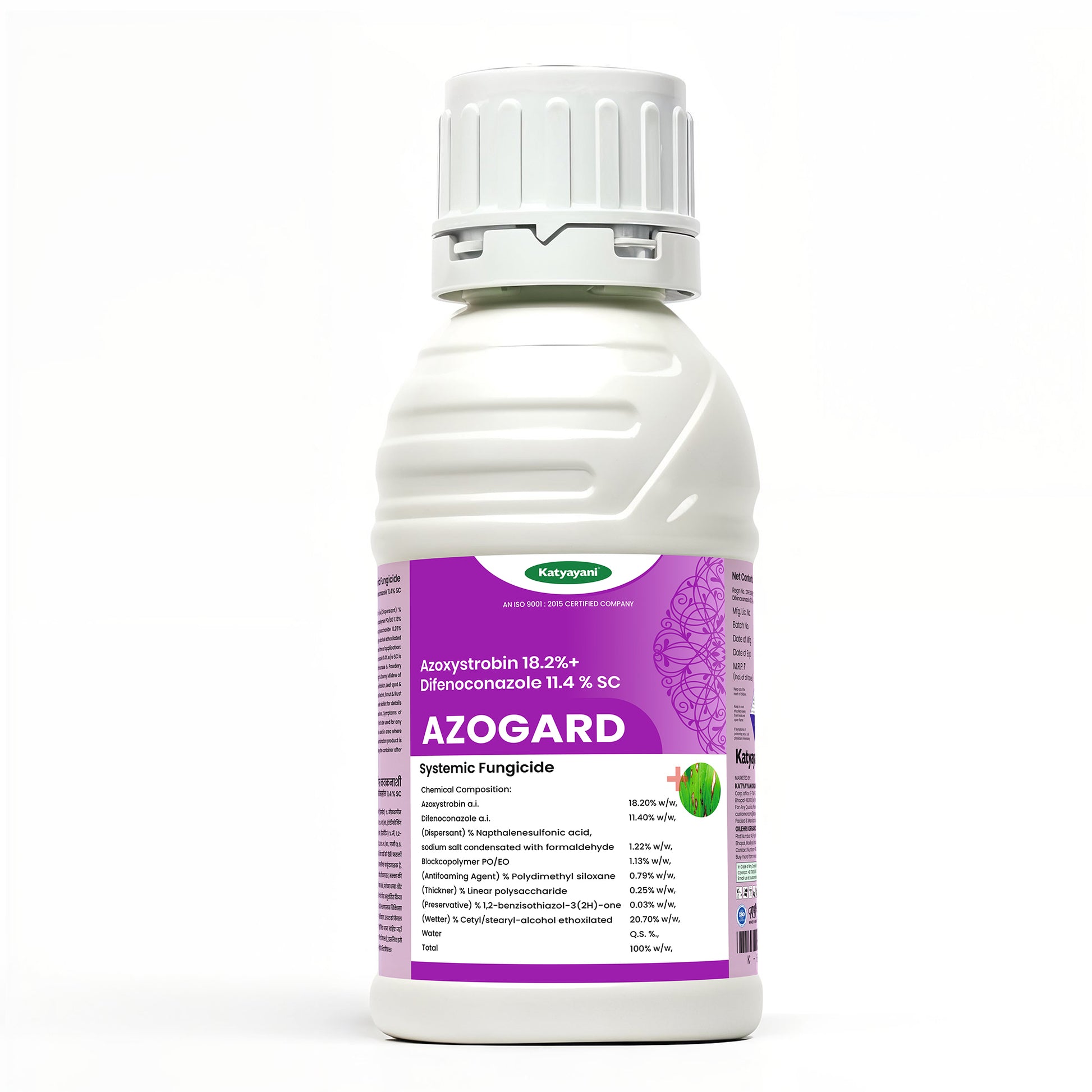 Katyayani Azogard | Azoxystrobin 18.2% + Difenoconazole 11.4% SC | Broad- Spectrum Fungicide