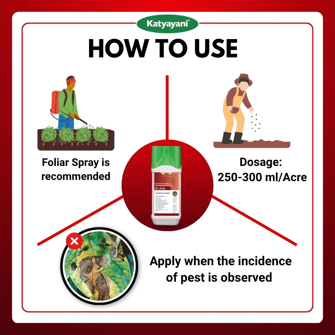Katyayani Dr. Zole | Azoxystrobin 11% + Tebuconazole 18.3% SC | Chemical Fungicide