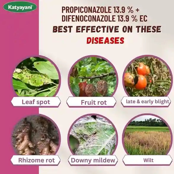 Propiconazole 13.9 % + Difenoconazole 13.9 % EC recommended for the control of Sheath Blight and Dirty Panicle