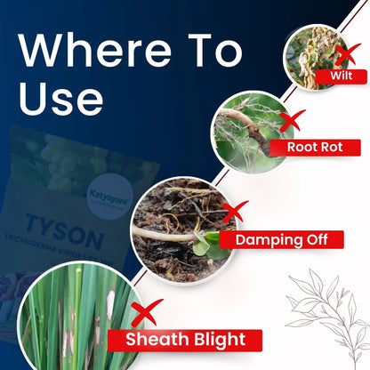 Katyayani Tyson | Trichoderma Viride 1.5% WP | Bio Fungicide Powder for Root Rot, Plant Roots, and Soil Protection 