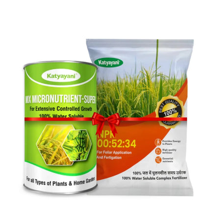 Katyayani Wheat - Bali Vikash Combo | Micro Nutrient Deficiencies (NPK 00:52:34 (1 KG) + Mix Micro 100 GM) 