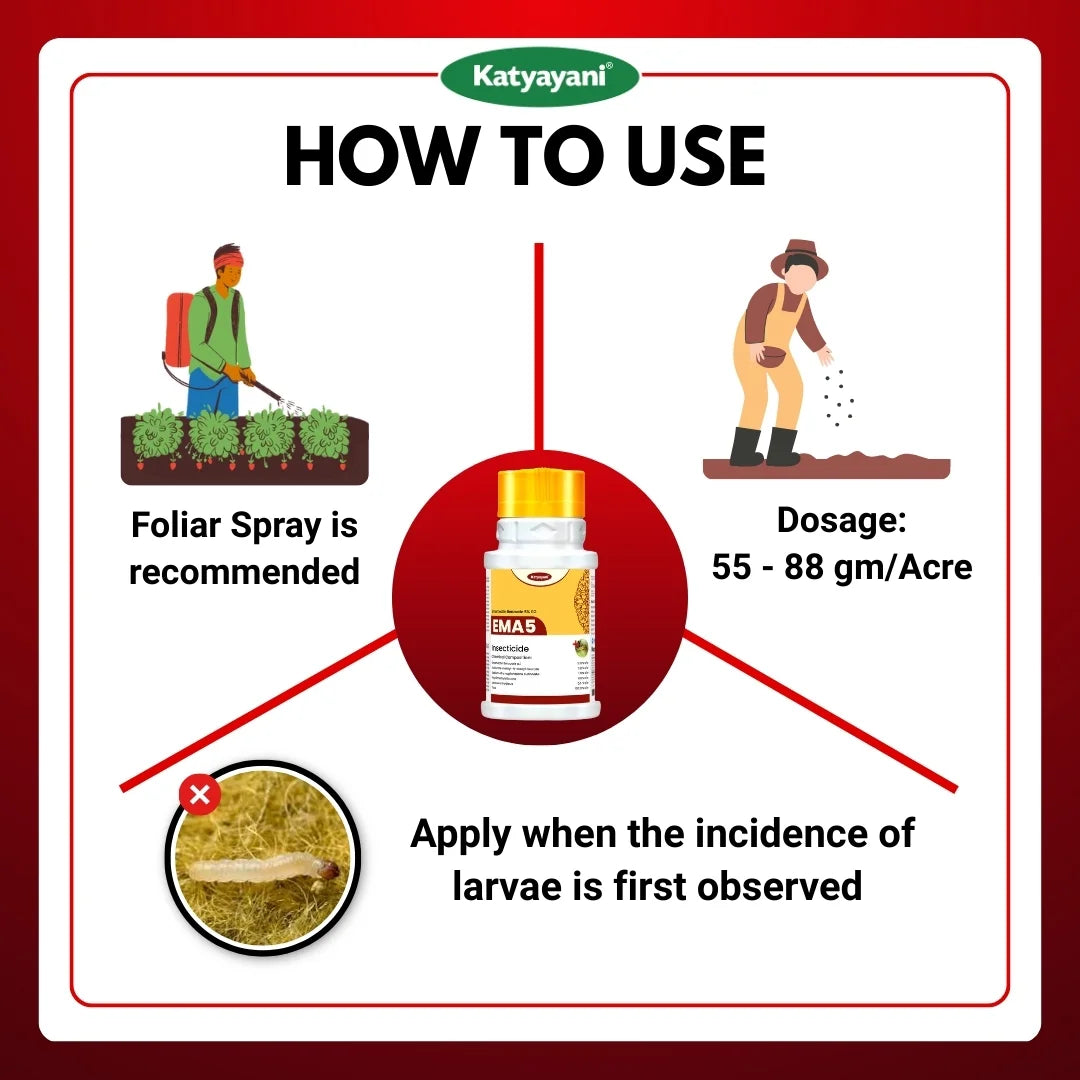 Katyayani EMA 5 | Emamectin Benzoate 5% SG Insecticide for Thrips, Pod borer, Fruit & Shoot Borer 