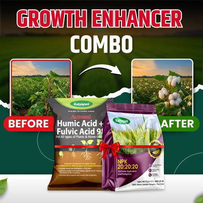 Katyayani Growth Enhancer Combo | NPK 20 20 20 (1KG) and Humic and Fulvic Acid 98 Fertilizer (800GM)