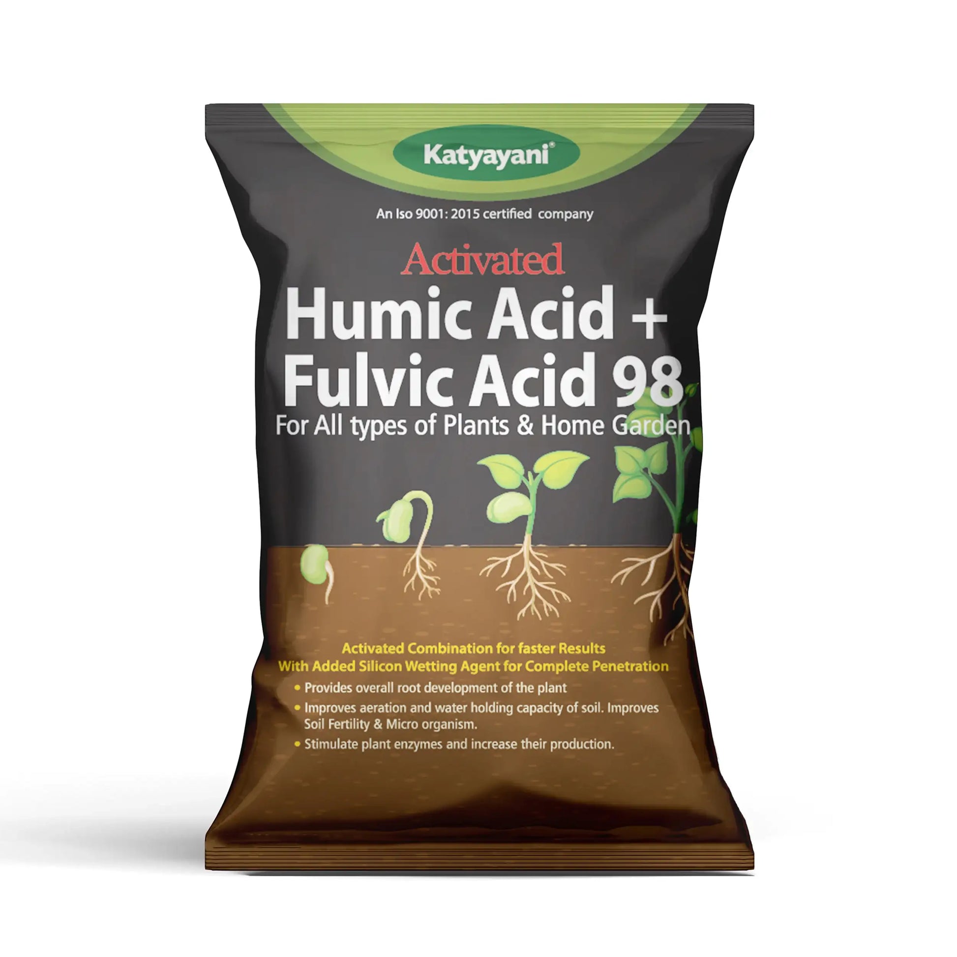 Katyayani Activated Humic Acid + Fulvic Acid 98 Fertilizer for Crop Nutrition & Root Growth