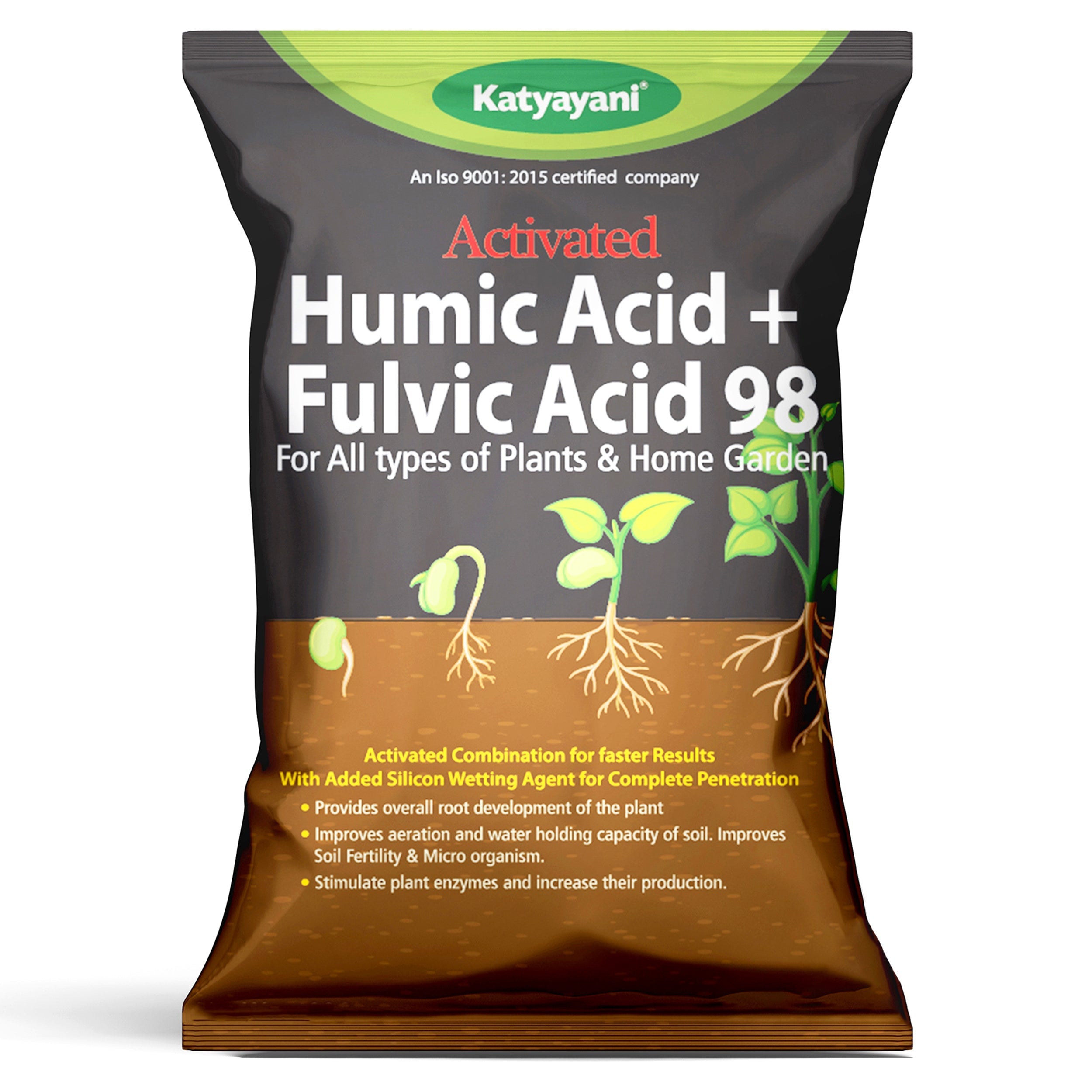 Katyayani Activated Humic Acid + Fulvic Acid 98 Fertilizer for Crop Nutrition & Root Growth
