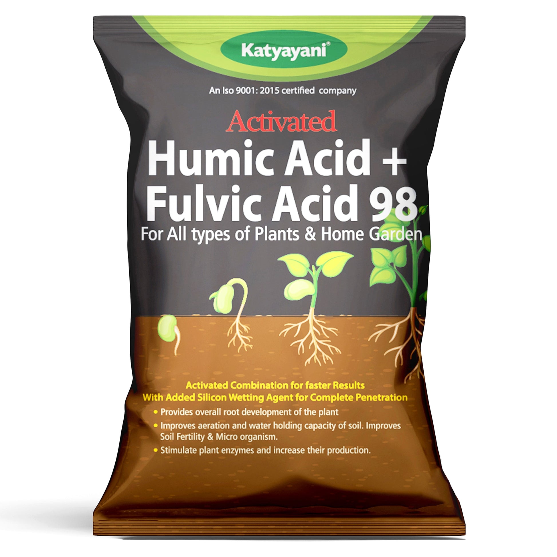 Katyayani Activated Humic Acid + Fulvic Acid 98 Fertilizer for Crop Nutrition & Root Growth (Bulk Quantity) 