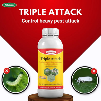 Katyayani Triple Attack Liquid Bio-Insecticide | Verticillium lecanii + Beauveria bassiana + Metarhizium anisopliae 