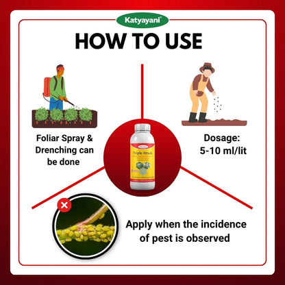 Katyayani Triple Attack Liquid Bio-Insecticide | Verticillium lecanii + Beauveria bassiana + Metarhizium anisopliae 