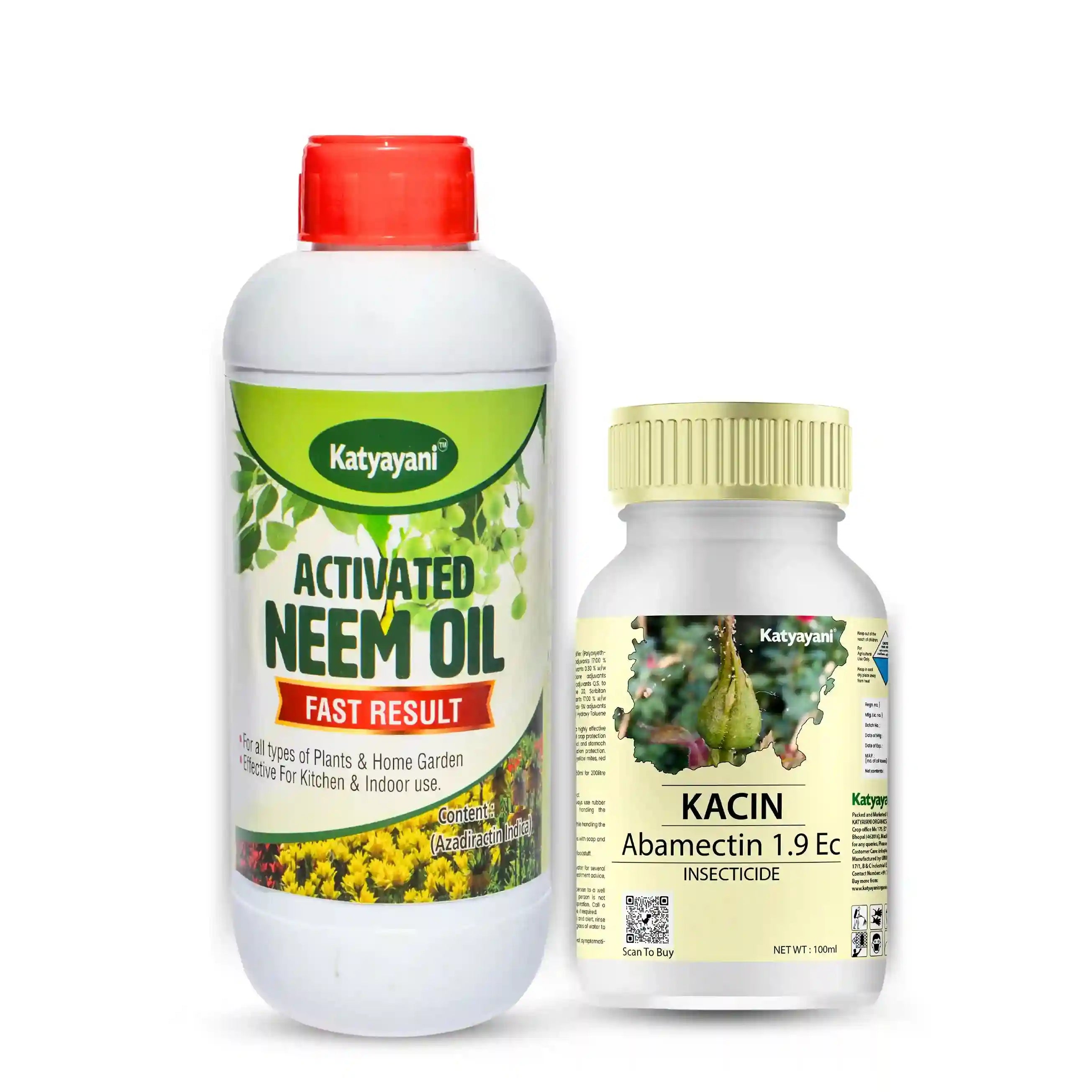 ಎಲೆ ಗಣಿಗಾರ ರಕ್ಷಣಾ ಕಿಟ್ (KACIN (100ml x 2)), ಬೇವಿನ ಎಣ್ಣೆ (400ml X 1)) 600ml