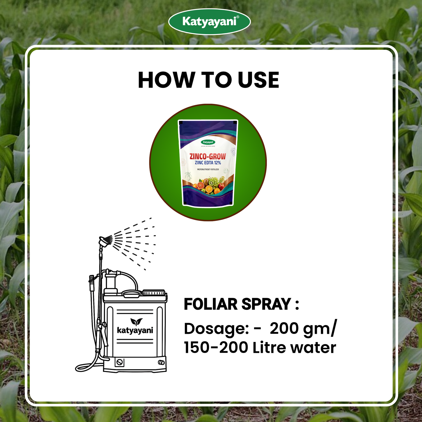 Katyayani Zinco Grow (Zinc EDTA 12%) Fertilizer | Soil Activator and Fertilizer for Crops 