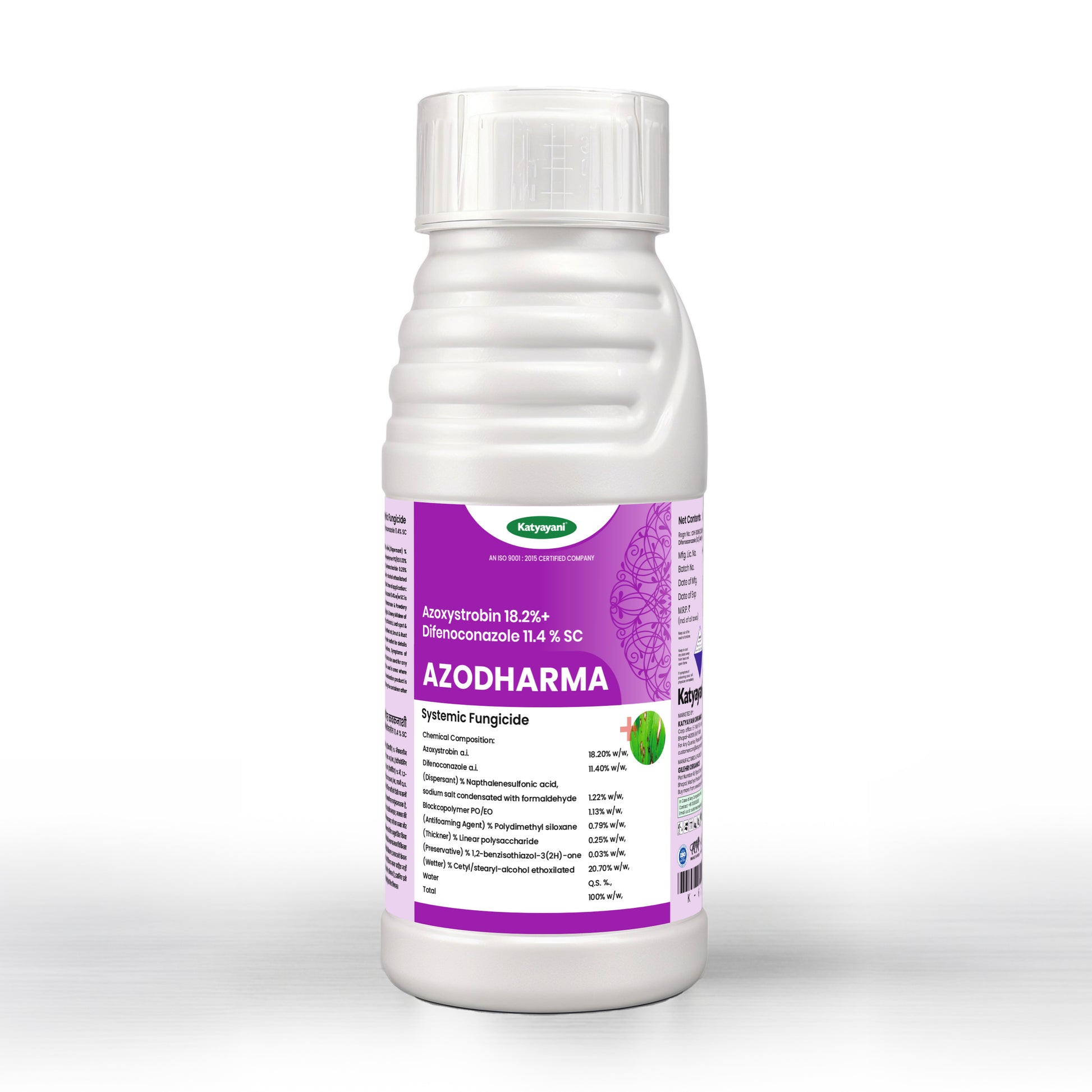 Katyayani Azodharma | Azoxystrobin 18.2% + Difenoconazole 11.4% SC | Broad- Spectrum Fungicide 